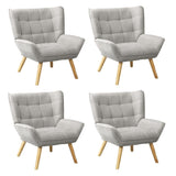 Oikiture 4x Armchair Sofa Lounge Fabric Upholstered Tub Grey
