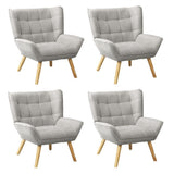 Oikiture 4x Armchair Sofa Lounge Fabric Upholstered Tub Grey