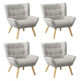 Oikiture 4x Armchair Sofa Lounge Fabric Upholstered Tub Grey - Side View