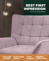 Oikiture Armchair Fabric Upholstered Tub Chair Pink - Front View