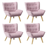Oikiture 4x Armchair Sofa Lounge Fabric Upholstered Tub Pink