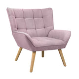 Oikiture 4x Armchair Sofa Lounge Fabric Upholstered Tub Pink - Front View