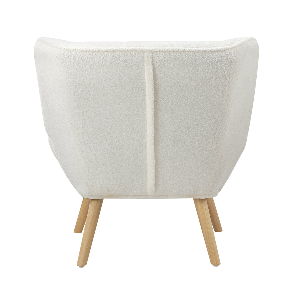 Oikiture Armchair Sofa Lounge Sherpa Upholstered White