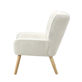 Oikiture 2x Armchair Sofa Lounge Sherpa Upholstered Tub White - Top-Down View