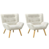 Oikiture 2x Armchair Sofa Lounge Sherpa Upholstered Tub White - 45-Degree Angle