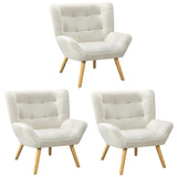 Oikiture 3x Armchair Sofa Lounge Sherpa Upholstered Tub White