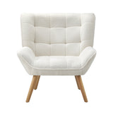 Oikiture 3x Armchair Sofa Lounge Sherpa Upholstered Tub White - Front View