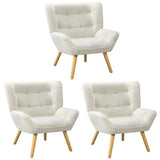 Oikiture 3x Armchair Sofa Lounge Sherpa Upholstered Tub White