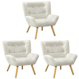 Oikiture 3x Armchair Sofa Lounge Sherpa Upholstered Tub White - Rear View