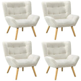 Oikiture 4x Armchair Sofa Lounge Sherpa Upholstered Tub White