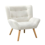 Oikiture 4x Armchair Sofa Lounge Sherpa Upholstered Tub White