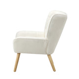 Oikiture 4x Armchair Sofa Lounge Sherpa Upholstered Tub White