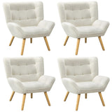 Oikiture 4x Armchair Sofa Lounge Sherpa Upholstered Tub White
