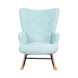 Oikiture Rocking Chair Nursing Armchair Velvet Accent Chairs Upholstered Blue - Side View