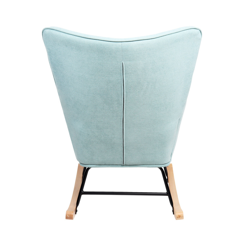 Oikiture Rocking Chair Nursing Armchair Velvet Accent Chairs Upholstered Blue