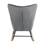 Oikiture Rocking Chair Armchair Velvet Accent Chairs Fabric Upholstered Grey