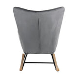 Oikiture Rocking Chair Armchair Velvet Accent Chairs Fabric Upholstered Grey - Low Angle