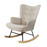 Oikiture Rocking Chair Nursing Armchair Velvet Accent Chairs Upholstered Beige