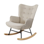 Oikiture Rocking Chair Nursing Armchair Velvet Accent Chairs Upholstered Beige