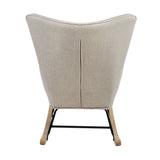 Oikiture Rocking Chair Nursing Armchair Velvet Accent Chairs Upholstered Beige