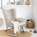 Oikiture Rocking Chair Nursing Armchair Velvet Accent Chairs Upholstered Beige - Extra Image