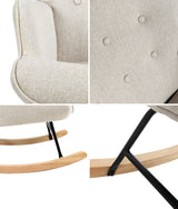 Oikiture Rocking Chair Nursing Armchair Velvet Accent Chairs Upholstered Beige - Close-Up Angle