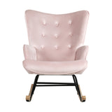 Oikiture Rocking Chair Nursing Armchair Velvet Accent Chairs Upholstered Pink - Side View