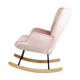 Oikiture Rocking Chair Nursing Armchair Velvet Accent Chairs Upholstered Pink