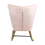 Oikiture Rocking Chair Nursing Armchair Velvet Accent Chairs Upholstered Pink - 45-Degree Angle