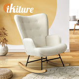 Oikiture Rocking Chair Nursing Armchair Sherpa White - Close-Up Angle