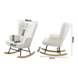 Oikiture Rocking Chair Nursing Armchair Sherpa White - Side View