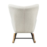 Oikiture Rocking Chair Nursing Armchair Sherpa White - Rear View