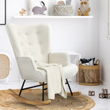 Oikiture Rocking Chair Nursing Armchair Sherpa White - Front View