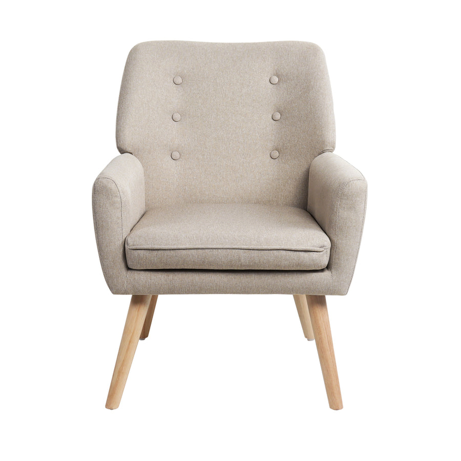 Oikiture Armchair Linen Fabric Beige, image 3