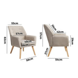 Oikiture Armchair Linen Fabric Beige