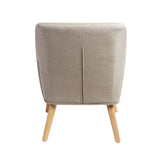Oikiture Armchair Linen Fabric Beige - Rear View