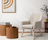 Oikiture 3x Armchair Lounge Chair Linen Tub Chairs Sofa Beige - Low Angle