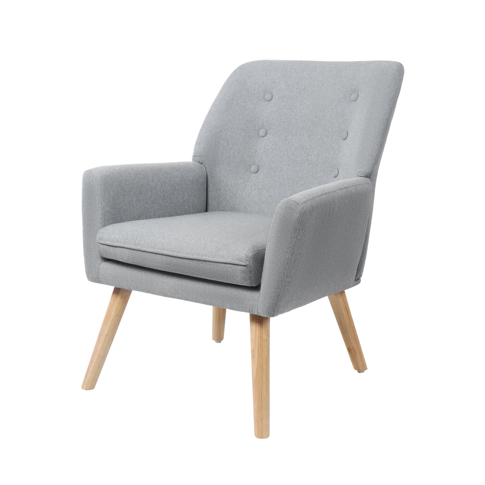 Oikiture Armchair Linen Fabric Grey