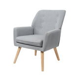 Oikiture Armchair Linen Fabric Grey - Front View