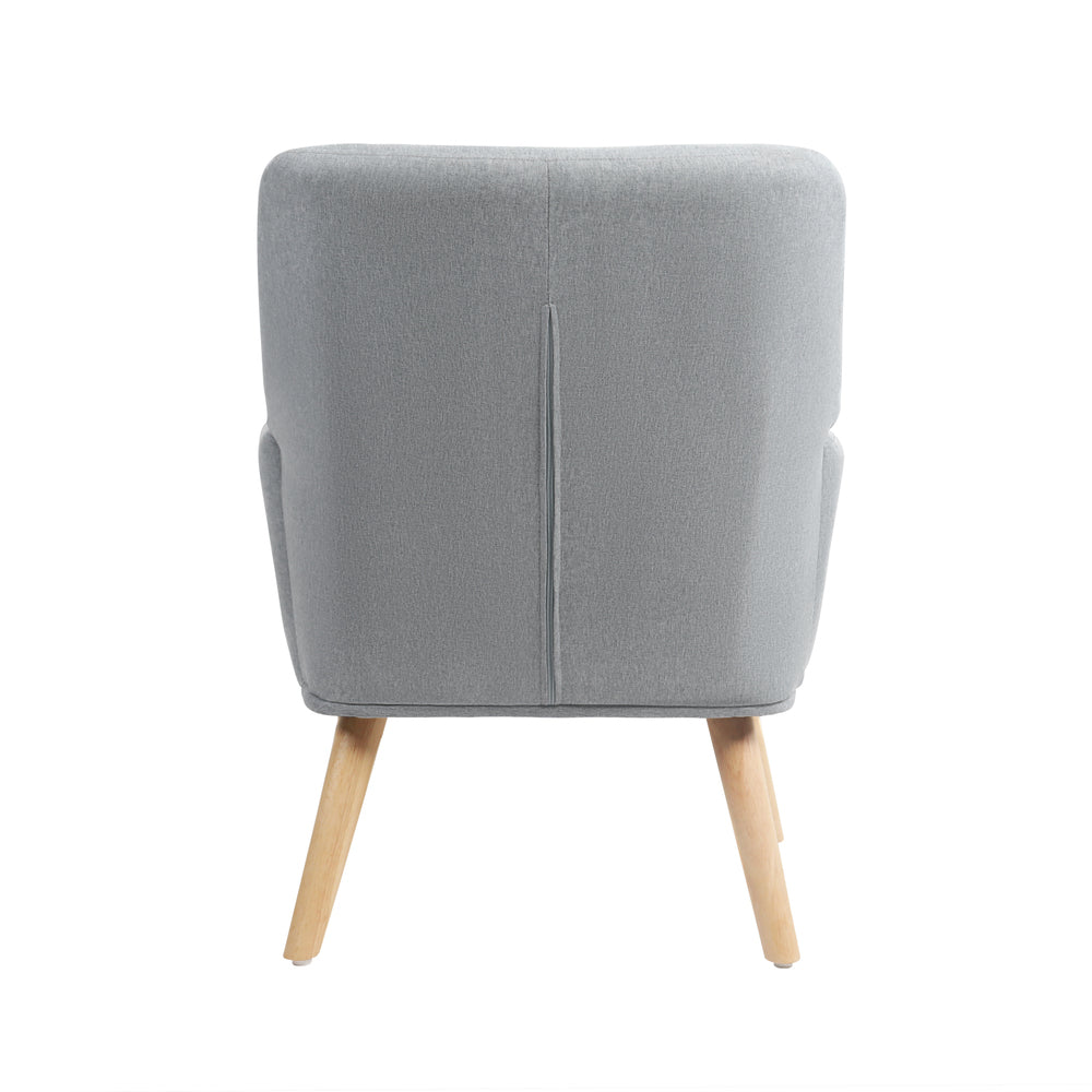 Oikiture Armchair Linen Fabric Grey