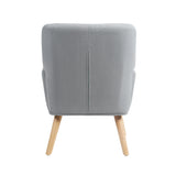 Oikiture Armchair Linen Fabric Grey - Rear View