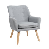 Oikiture 2x Armchair Lounge Chair Linen Tub Chairs Sofa Grey - 45-Degree Angle