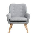 Oikiture 2x Armchair Lounge Chair Linen Tub Chairs Sofa Grey