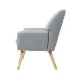 Oikiture 2x Armchair Lounge Chair Linen Tub Chairs Sofa Grey