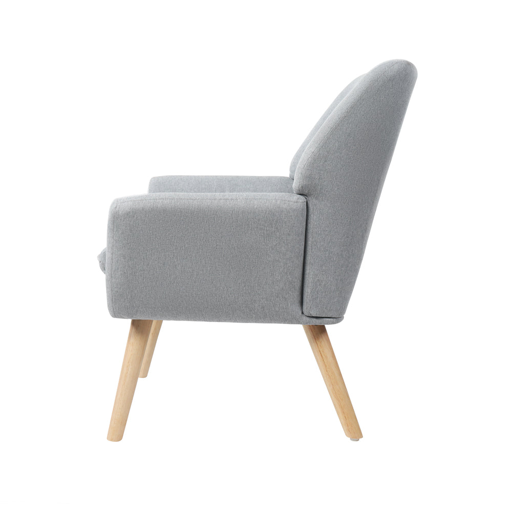 Oikiture 2x Armchair Lounge Chair Linen Tub Chairs Sofa Grey