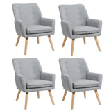 Oikiture 4x Armchair Lounge Chair Linen Tub Chairs Sofa Grey