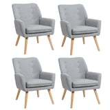 Oikiture 4x Armchair Lounge Chair Linen Tub Chairs Sofa Grey