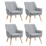 Oikiture 4x Armchair Lounge Chair Linen Tub Chairs Sofa Grey