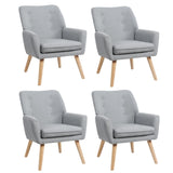 Oikiture 4x Armchair Lounge Chair Linen Tub Chairs Sofa Grey - Front View