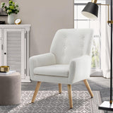 Oikiture Armchair Sherpa White - 45-Degree Angle